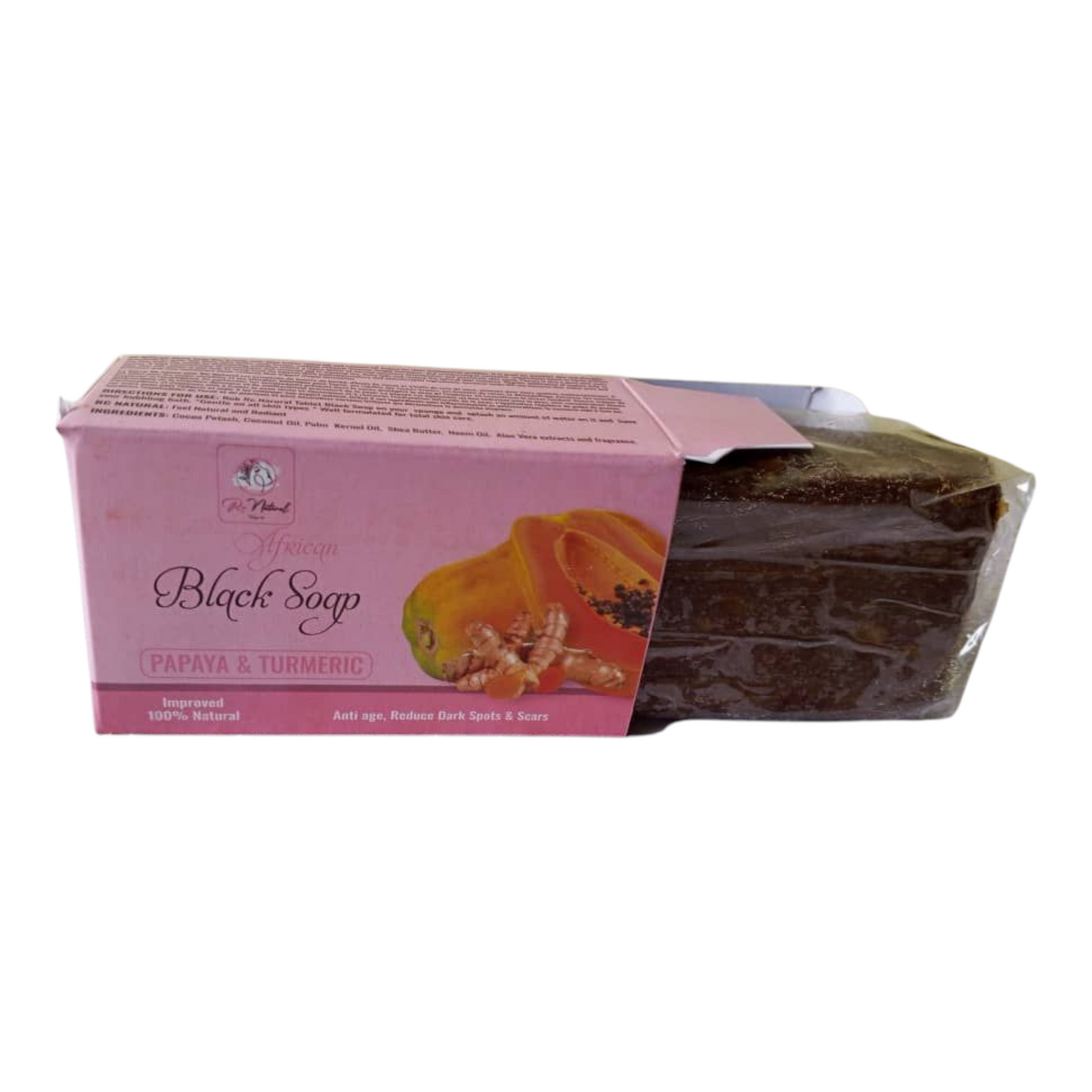 Rc natural African Black Soap Bar for face concentrated with turmeric and papaya